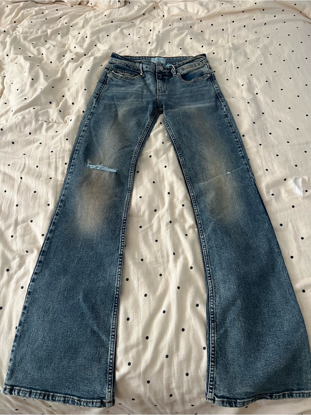 Revice Blue Distressed Flared Jeans
